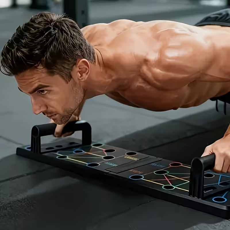 OZ Fitness™ Push-Up Pro Board — Full Body Home Training System with Resistance Bands, Colour-Coded Mat & Core Workout Equipment