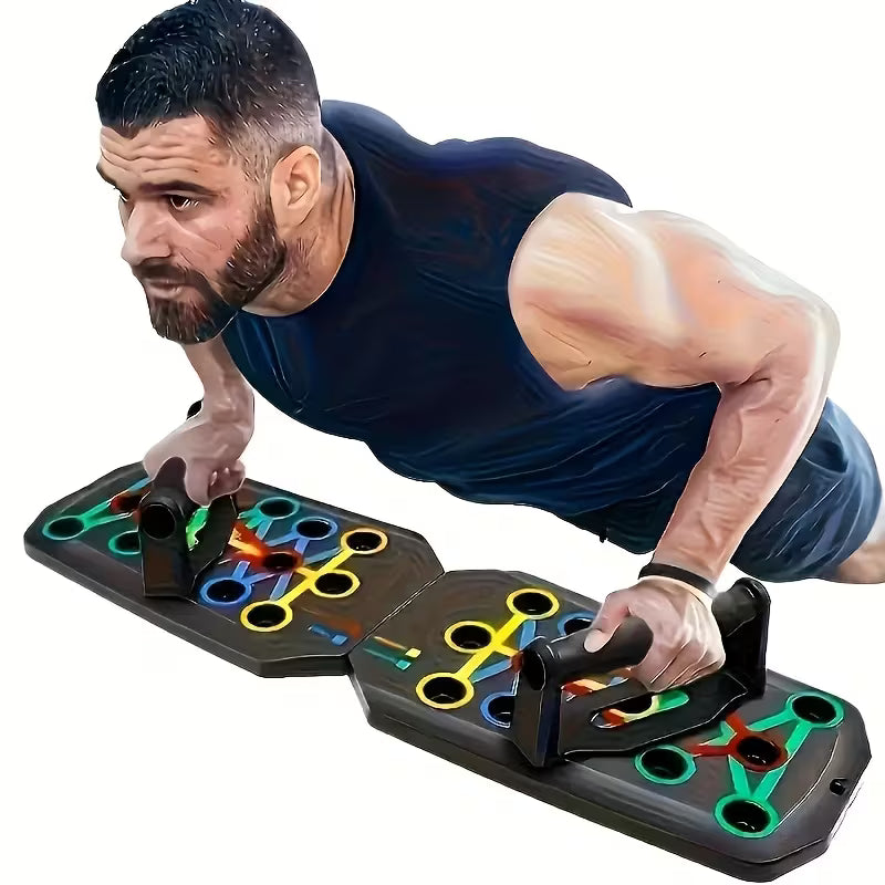 OZ Fitness™ Push-Up Pro Board — Full Body Home Training System with Resistance Bands, Colour-Coded Mat & Core Workout Equipment