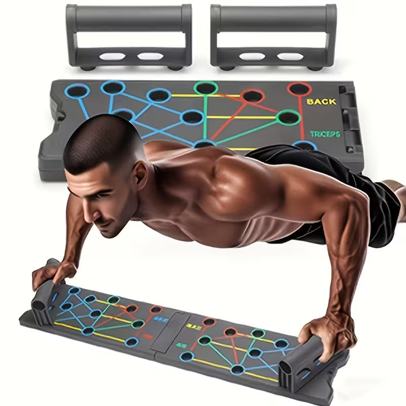 OZ Fitness™ Push-Up Pro Board — Full Body Home Training System with Resistance Bands, Colour-Coded Mat & Core Workout Equipment