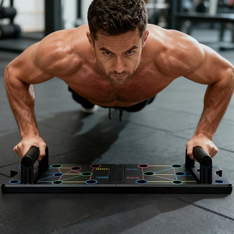 OZ Fitness™ Push-Up Pro Board — Full Body Home Training System with Resistance Bands, Colour-Coded Mat & Core Workout Equipment